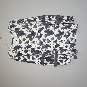 Cow print long ruffle sleeve  top